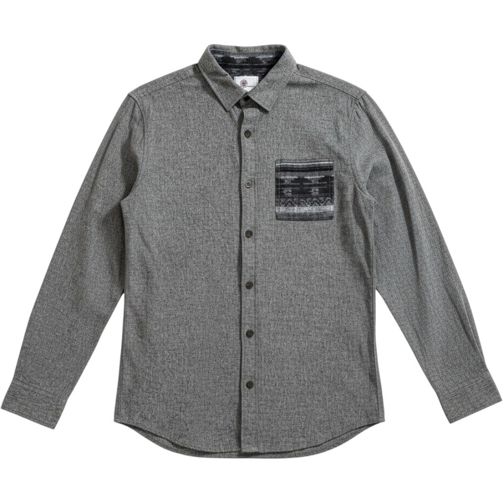 On The Byas Mens Grey Cotton Button Down Shirt Southwestern Pocket NWT Medium